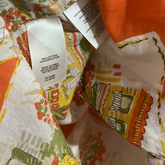 Jones NY Women’s Vibrant Orange Multi 100% Cotton Text Graphic Print Shirt Sz-L - Picture 6 of 7